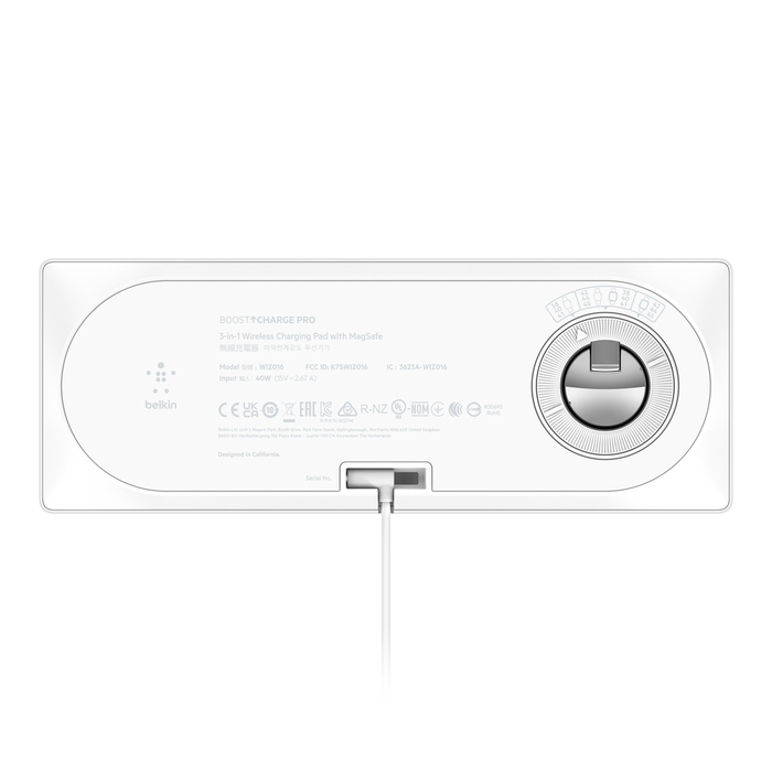 3-in-1 Wireless Charging Pad with Official MagSafe Charging 15W, White, hi-res