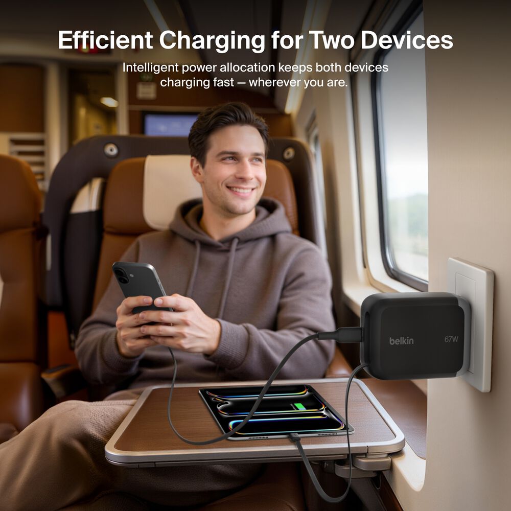 Retractable GaN Wall Charger 67W, , hi-res