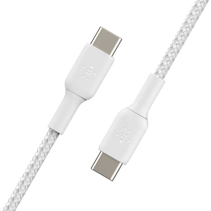 gevlochten USB-C/USB-C-kabel (1 m, wit), Wit, hi-res