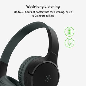 Wireless On-Ear Headphones for Kids, Black, hi-res