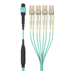 MTP to LC Fiber Optic Cable, 40GB Aqua Multimode MTP/8x LC, 50/125, OM3, Plenum, Aqua, hi-res