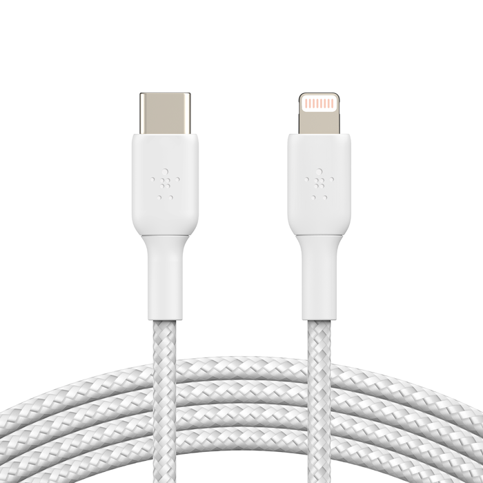 Cable trenzado USB-C a Lightning BOOST↑CHARGE™ (1 m, blanco), Blanco, hi-res
