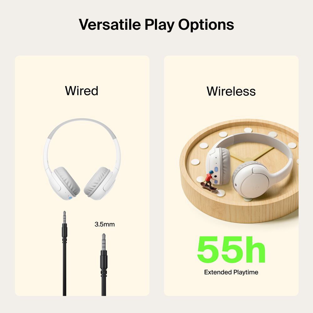 Wireless On-Ear Headphones for Kids , White, hi-res