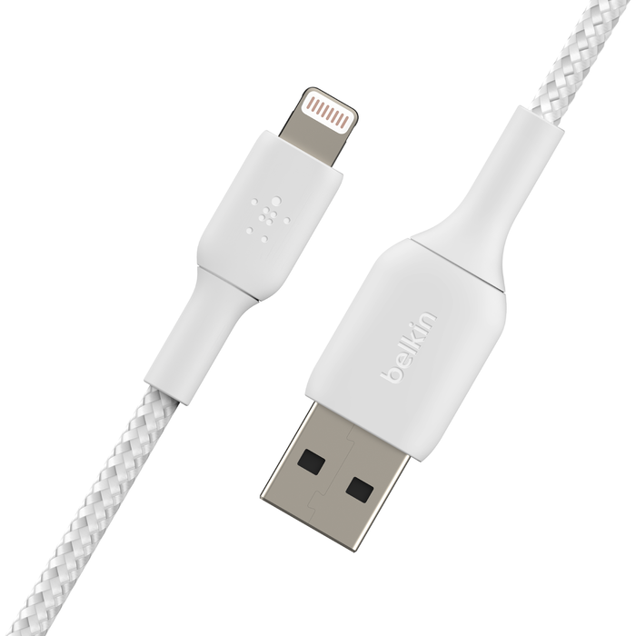Braided Lightning to USB-A Cable (15cm / 6in, White), 하얀색, hi-res