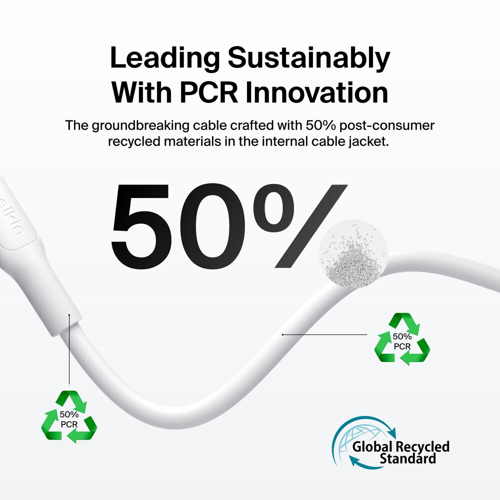 USB-C Cable with Lightning Connector, 3.3ft/1m, White, White, hi-res