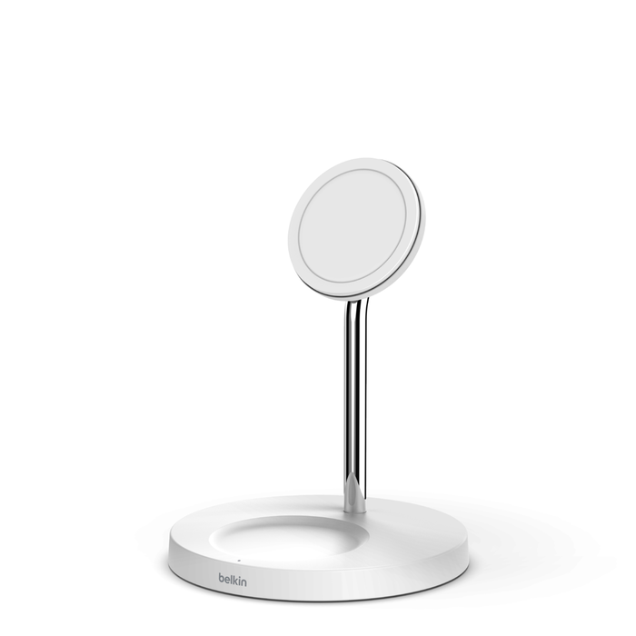 2-in-1 Wireless Charger Stand with Official MagSafe Charging 15W (Certified Refurbished), White, hi-res