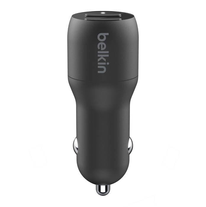 Dual USB-A Car Charger 24W  + USB-A to USB-C Cable, Black, hi-res