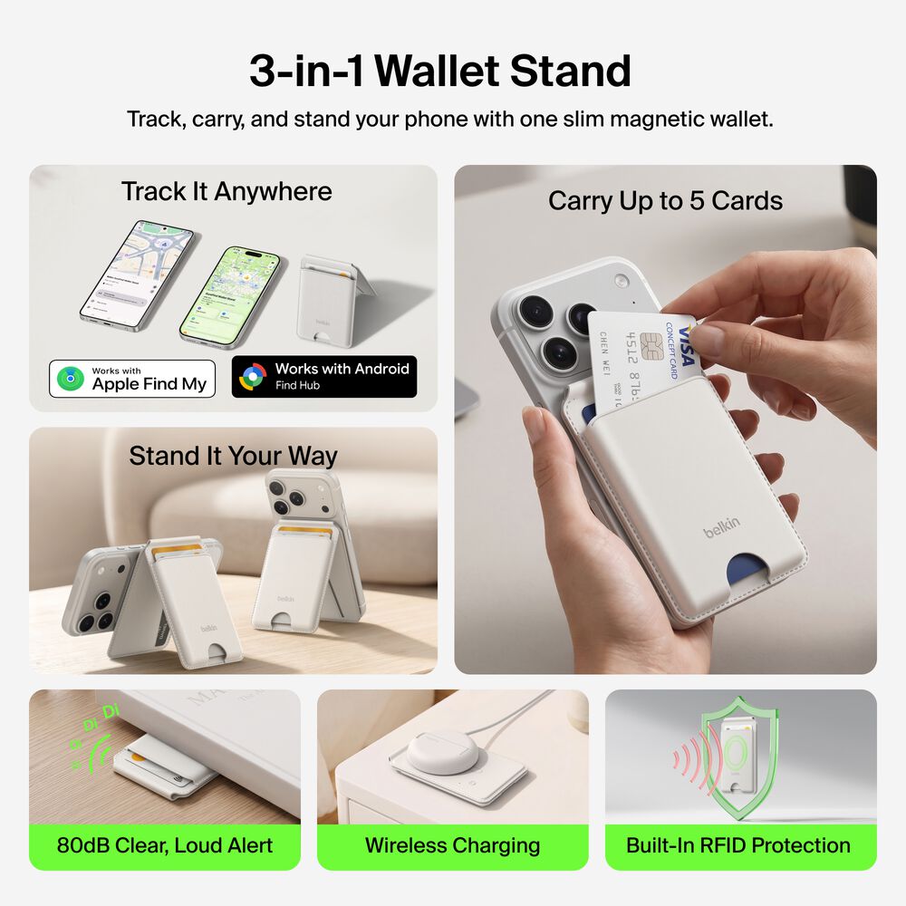 Wallet Stand with Bluetooth Tracker, Sand, hi-res