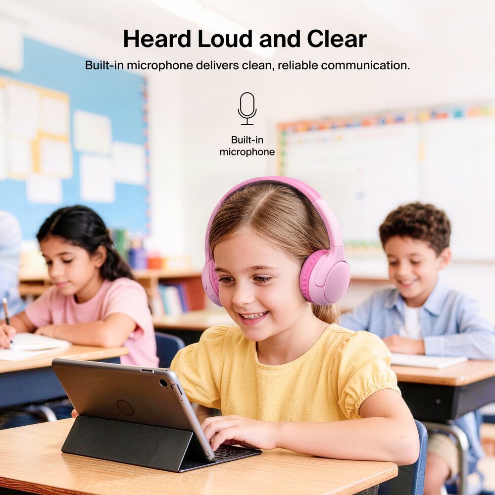 Wireless On-Ear Headphones for Kids , Pink, hi-res