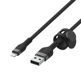 USB-A-kabel met Lightning-connector, Zwart, hi-res