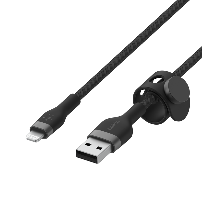 USB-A-kabel met Lightning-connector, Zwart, hi-res