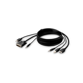 DVI to HDMI High Retention + USB A/B + Audio Passive Combo KVM Cable, Black, hi-res
