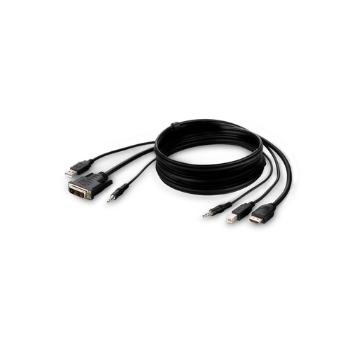 DVI to HDMI High Retention + USB A/B + Audio Passive Combo KVM Cable