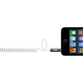 Coiled 3.5mm Aux Cable, White, hi-res