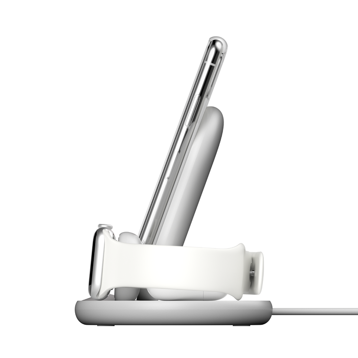 Chargeur sans fil 3-en-1 pour appareils Apple, Blanc, hi-res