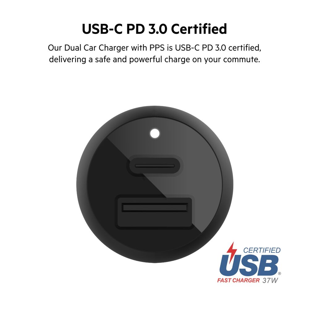 Dual Car Charger with PPS 37W, Black, hi-res