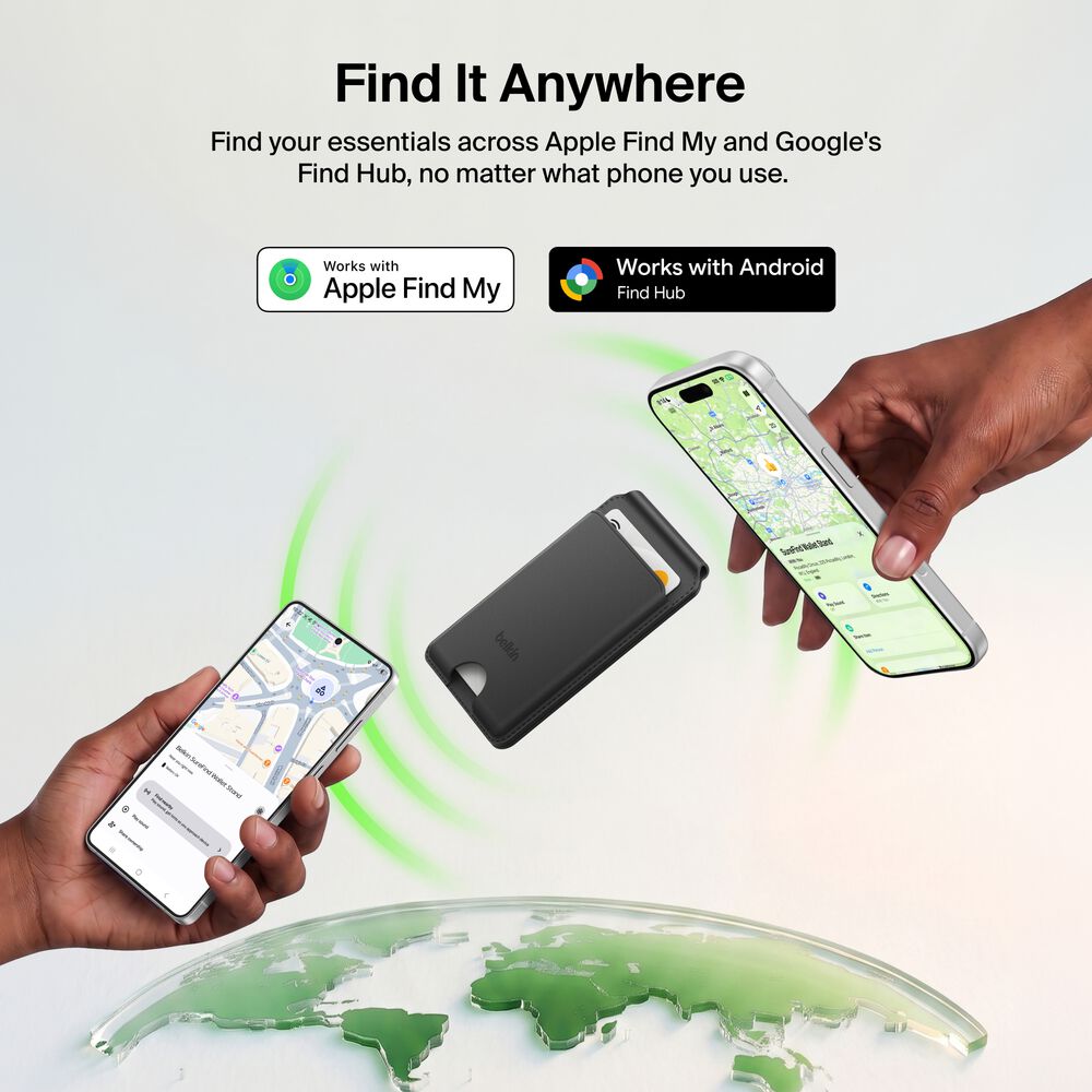 Wallet Stand with Bluetooth Tracker, Black, hi-res