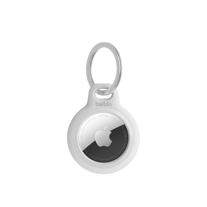 Reflective Secure Holder with Key Ring for Apple AirTag, White, hi-res
