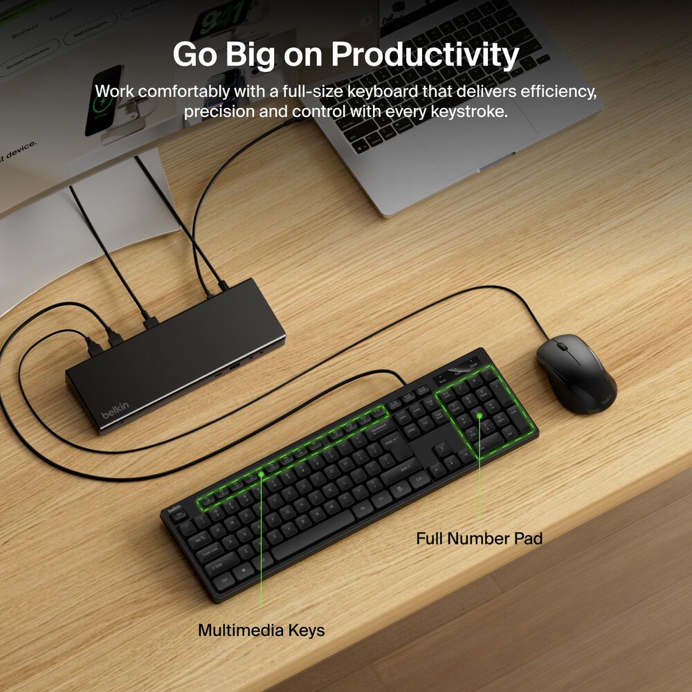 Wired Keyboard and Mouse Combo, Black, hi-res