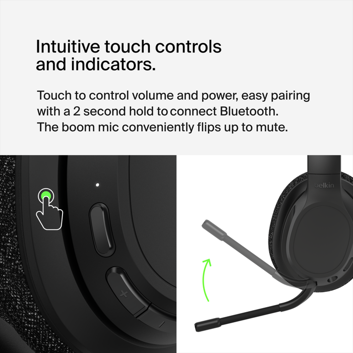 Wireless Over the Ear Headphones w Built In Microphone Belkin US