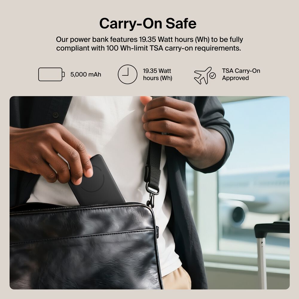 Slim Magnetic Power Bank 5K with Qi2, Black, hi-res