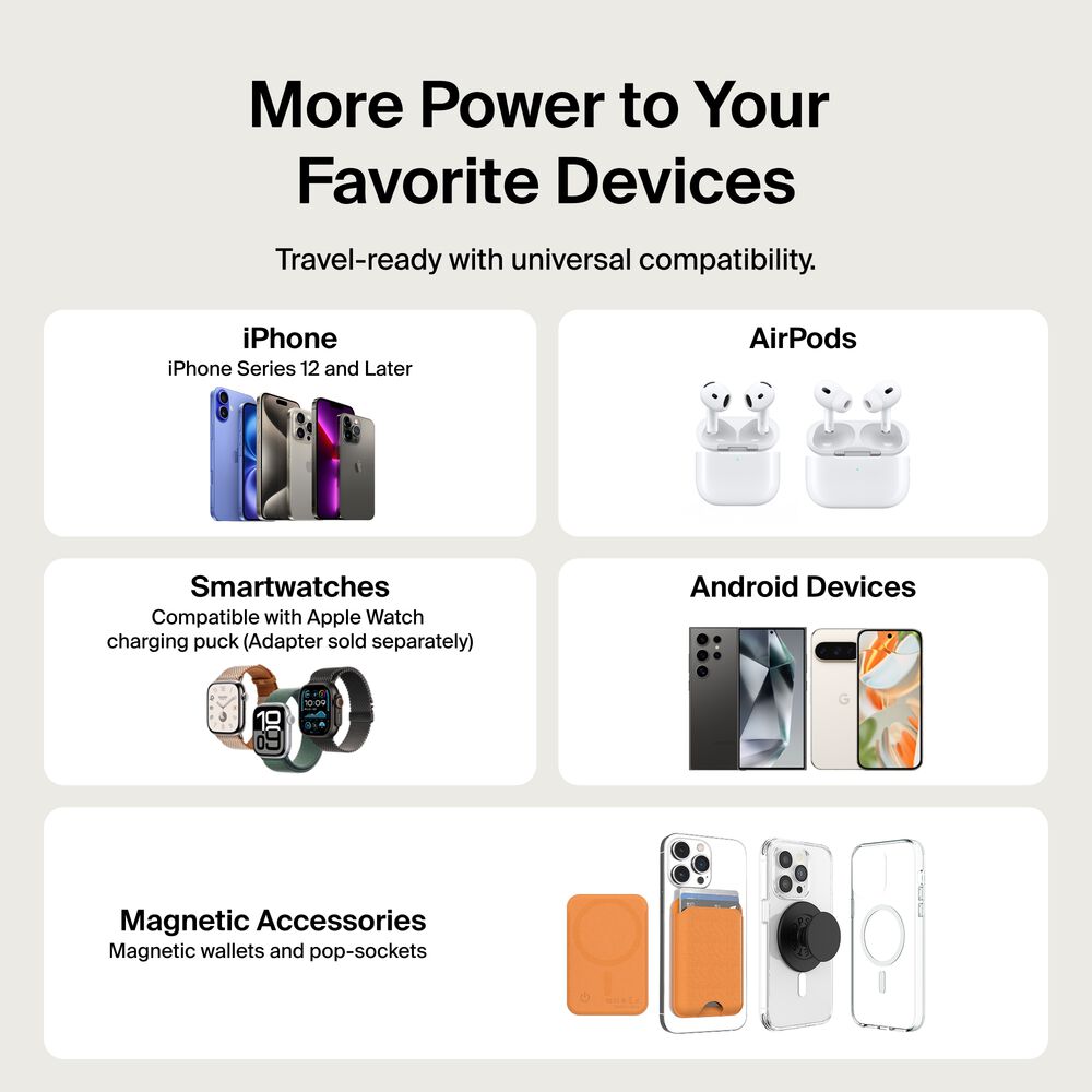 Slim Magnetic Power Bank 5K with Qi2, Sand, hi-res