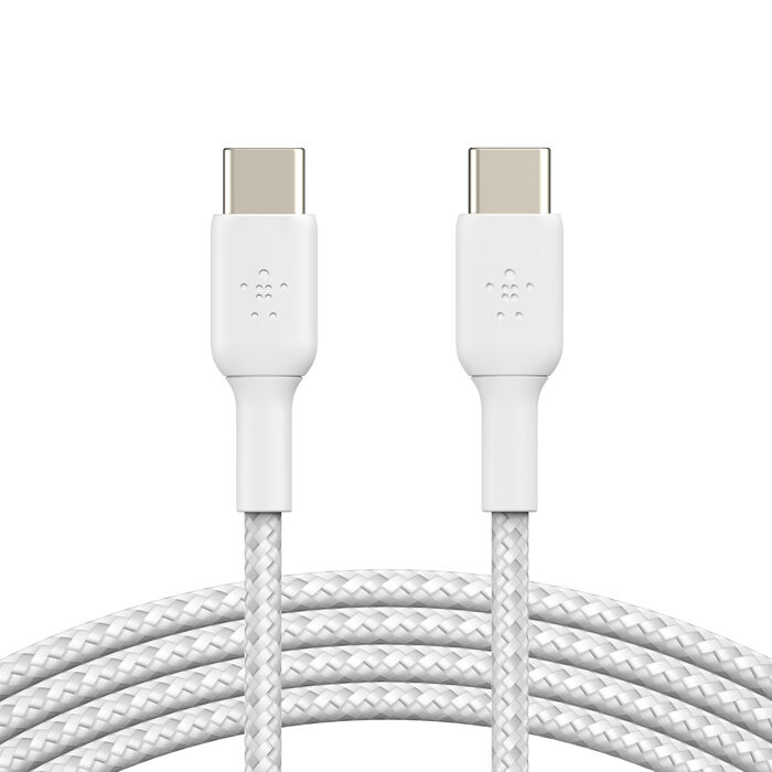 Braided USB-C to USB-C Cable 60W, White, hi-res