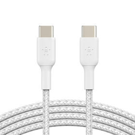Braided USB-C to USB-C Cable 60W, White, hi-res