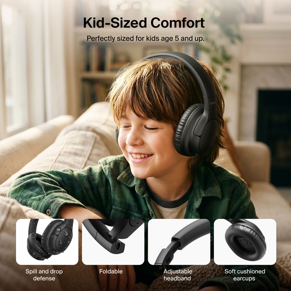 Youth Active Noise Cancelling Headphones, Black, hi-res