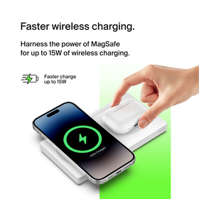 2-in-1 Wireless Charging Pad with Official MagSafe Charging 15W, White, hi-res