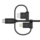 Universal Cable with Micro-USB, USB-C and Lightning Connectors, Black, hi-res