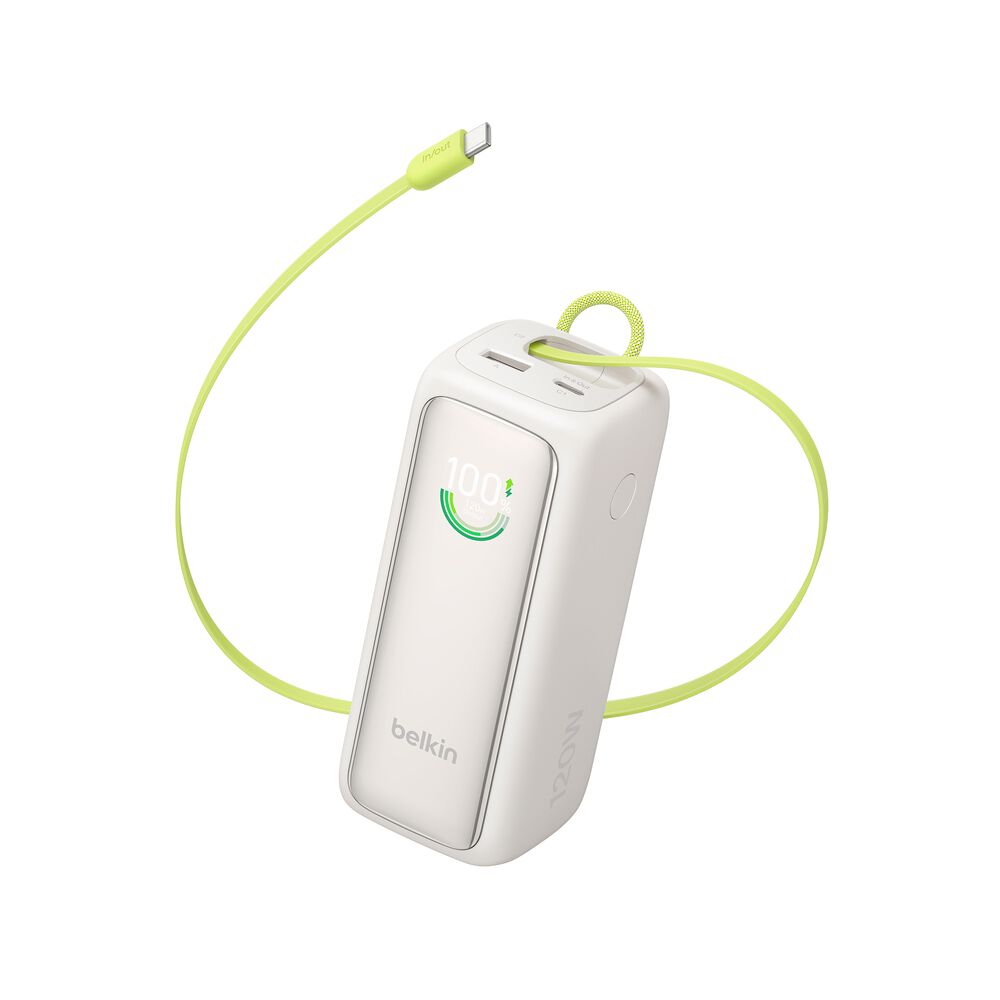 Power Bank 22K with Retractable Cable, Sand, hi-res