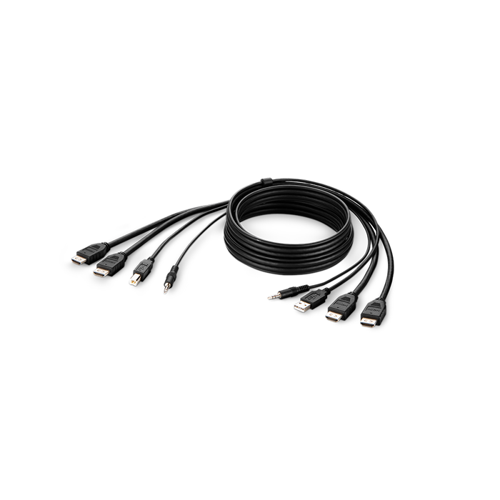TAA DUAL HDMI/USB/AUD CBL, HDMI M/M; USB A/B, 6', Black, hi-res