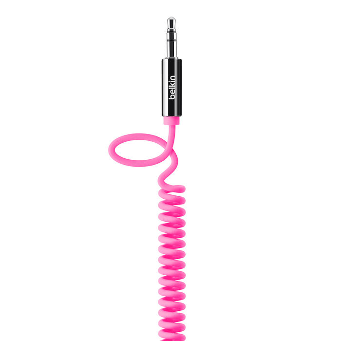 Coiled 3.5mm Aux Cable, Pink, hi-res