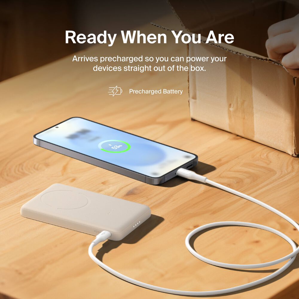 Slim Magnetic Power Bank 5K, Sand, hi-res