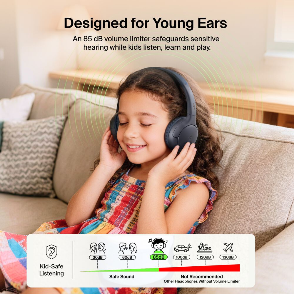 Wireless On-Ear Headphones for Kids , Black, hi-res