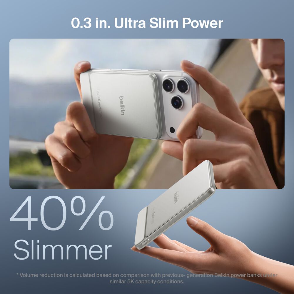 Slim Magnetic Power Bank 5K with BoostSolid Cell, Sand, hi-res