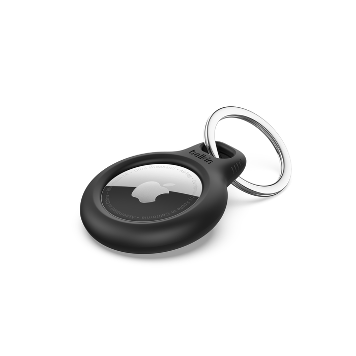 Secure Holder with Key Ring for AirTag, Black, hi-res