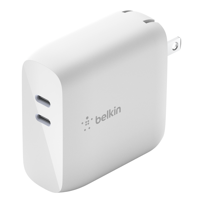 Dual USB-C PD GaN Wall Charger 68W, White, hi-res