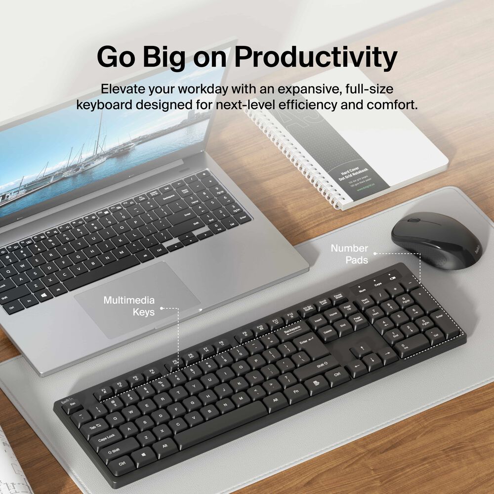Wireless Keyboard and Mouse Combo, Black, hi-res