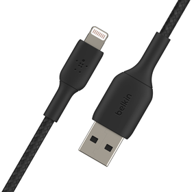 Câble Belkin USB A avec connecteur Lightning, tressé, blanc, 10 pi