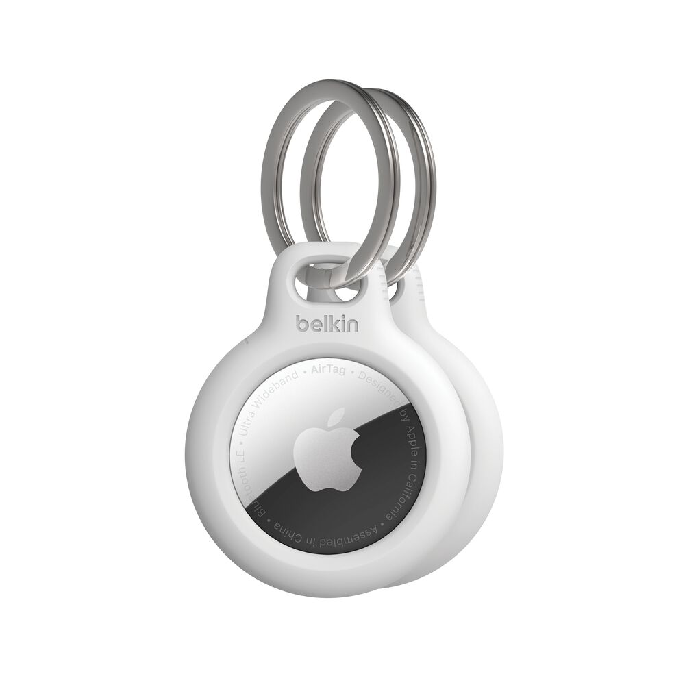 Secure Holder with Key Ring for AirTag 2-Pack, White, hi-res
