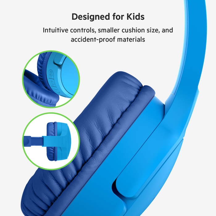 Wireless On-Ear Headphones for Kids, Blue, hi-res