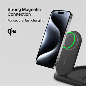 3-in-1 Magnetic Foldable Wireless Charger with Qi2 15W, Black, hi-res