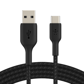 Braided USB-C to USB-A Cable 15W (15cm / 6in, Black), Black, hi-res