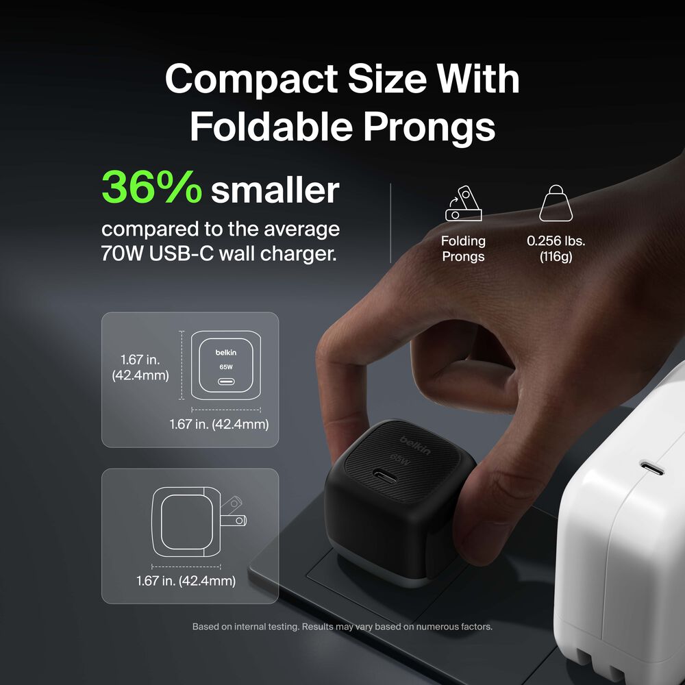 Compact USB-C Charger 65W, Black, hi-res