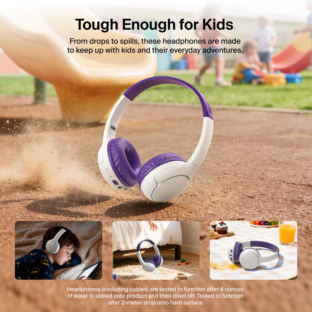 Wireless On-Ear Headphones for Kids , Purple, hi-res