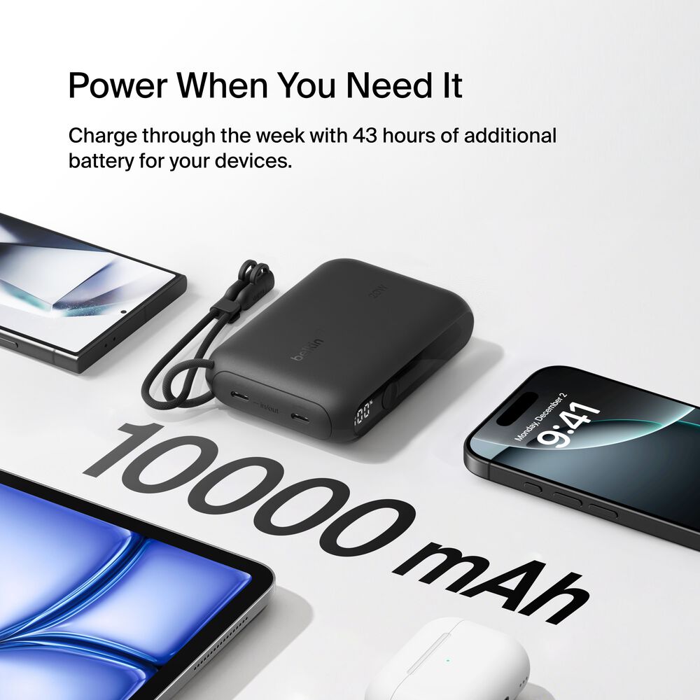 Power Bank 10K with Display, Black, hi-res