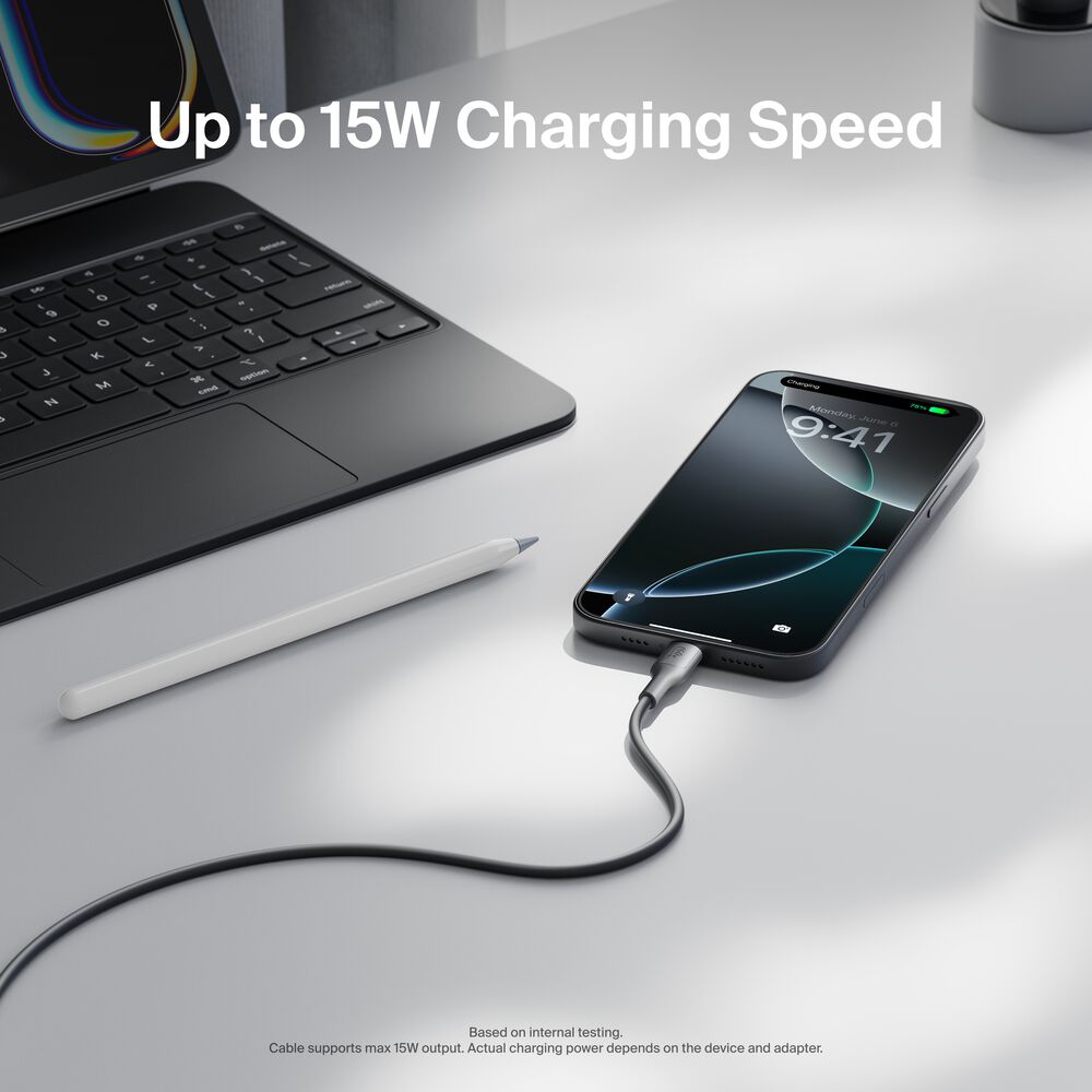 USB-A to USB-C Cable 15W, 3.3ft/1m, Black, Black, hi-res