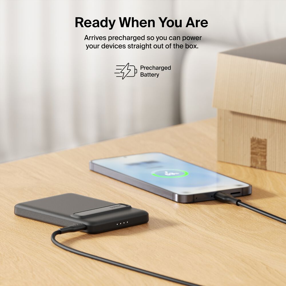 Slim Magnetic Power Bank 5K with Qi2, Black, hi-res